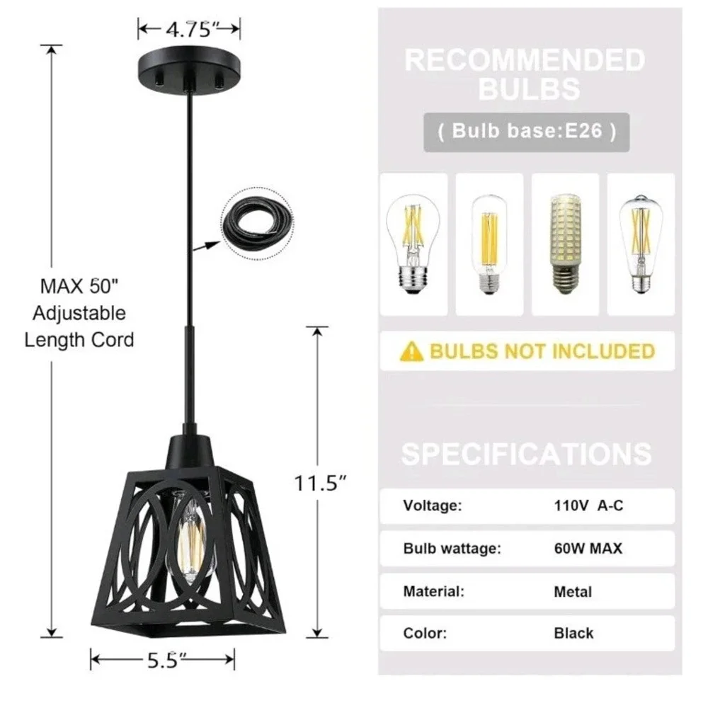 Pendant Light Rustic Farmhouse 5.5
